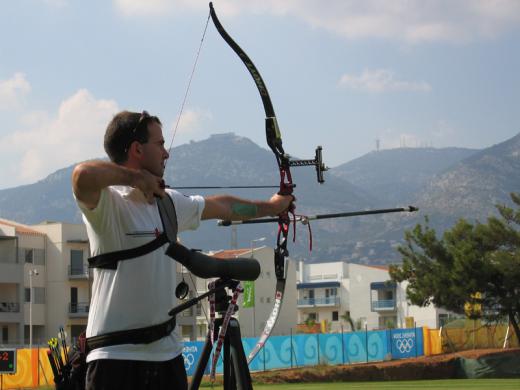 Jonathan shooting at Athens 2004 Olympics