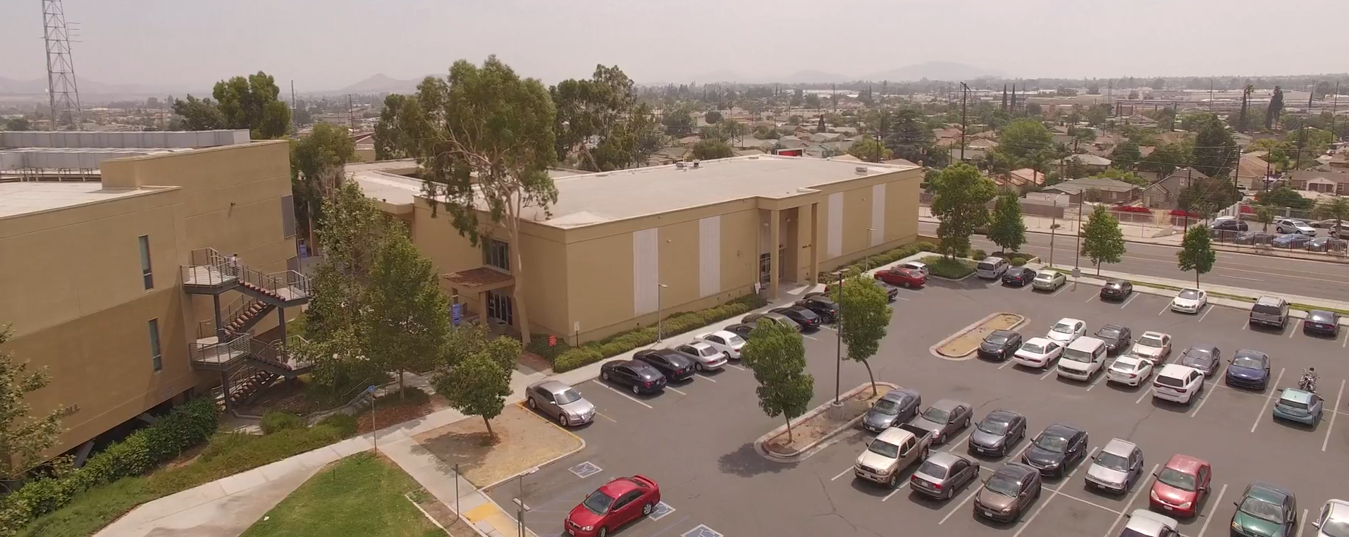 Ariel shot of the LA Building