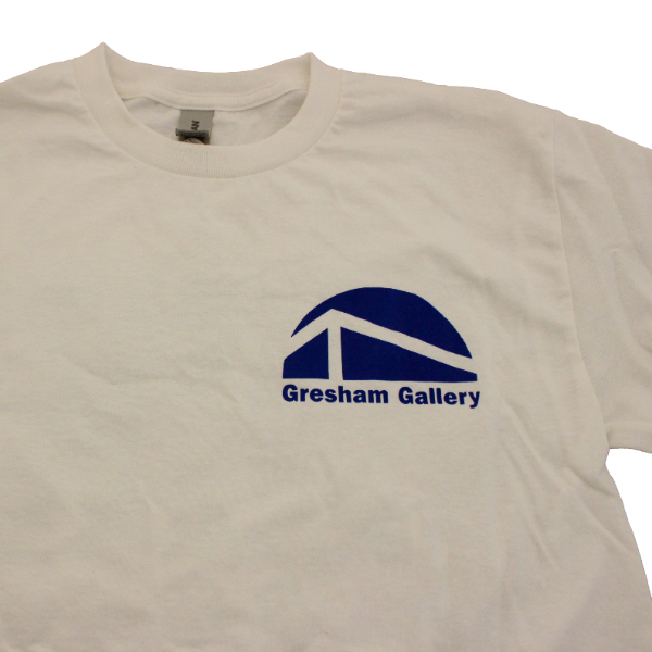 Front of a Gresham Gallery shirt with the text "Gresham Gallery" and the Gresham Gallery logo.