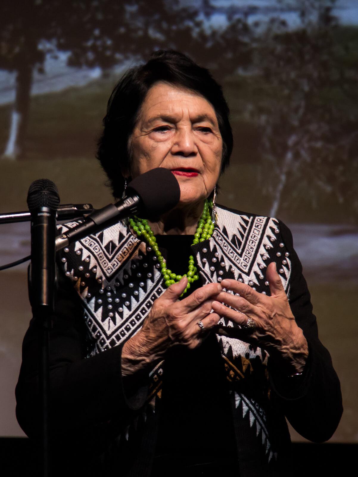 Dolores Huerta at the Si Se Puede: A Dialogue with Dolores Huerta event held in the SBVC Auditorium