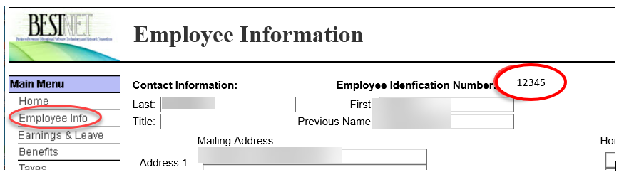 Location of Employee ID Number