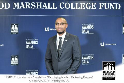 Angelo Hopson posing at the Thurgood Marshall Scholarship Fund Gala