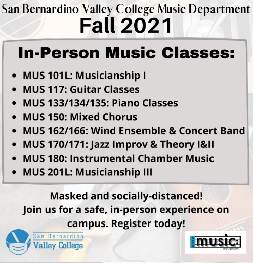 Fall 2021 semester in-person Music classes