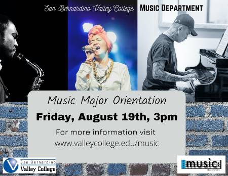Music Major Orientation 8/19 at 3pm