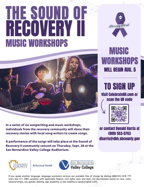 Sound of Recovery II Music Workshops flyer