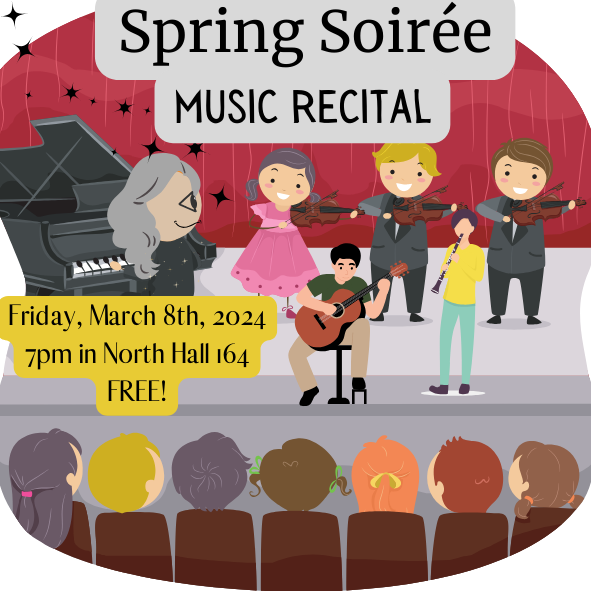spring soiree music recital on Friday, 3/8 at 7pm