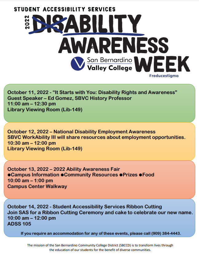 National Disability Employment Awareness SBVC WorkAbility III will share resources about employment opportunities.
