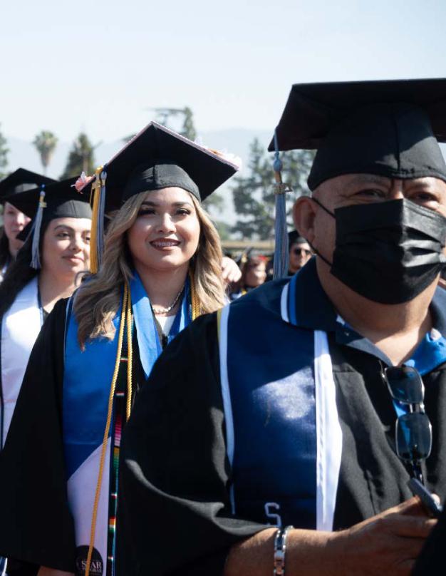 A line students graduating