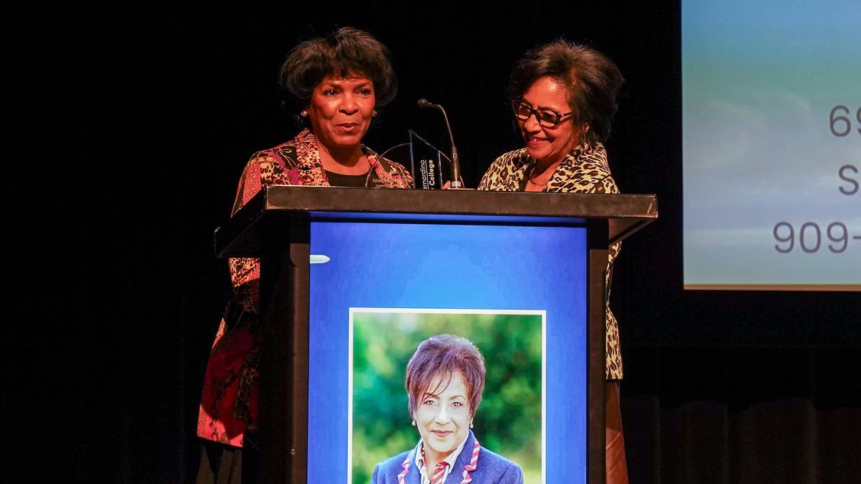 Patricia Nickols-Butler, CEO of CAPSBC (left) receives a commemorative plaque from Dr. Linda Fontanilla as appreciation for CAPSBC’s partnership with SBVC.
