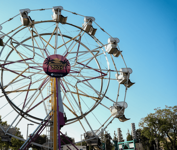 A ferris wheel with a Summerfest logo