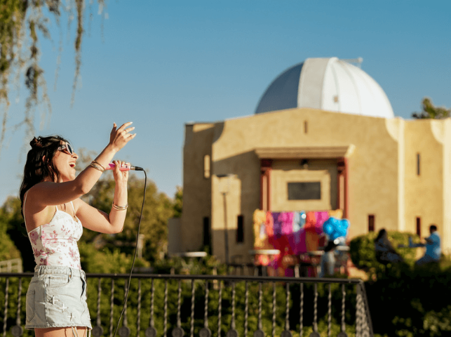 A singer performing during Summerfest
