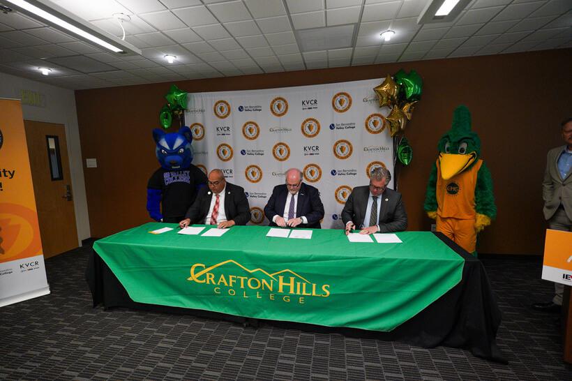 Dr. Contreras with IEHP members and SBVC and CHC mascots