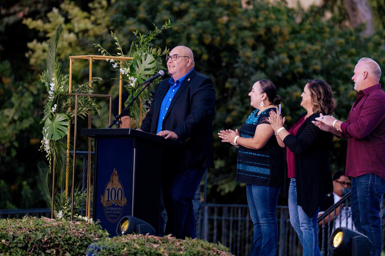 President Dr. Contreras introducing Poncho Sanchez