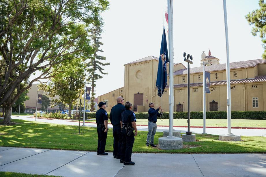 Raising the Centennial flag