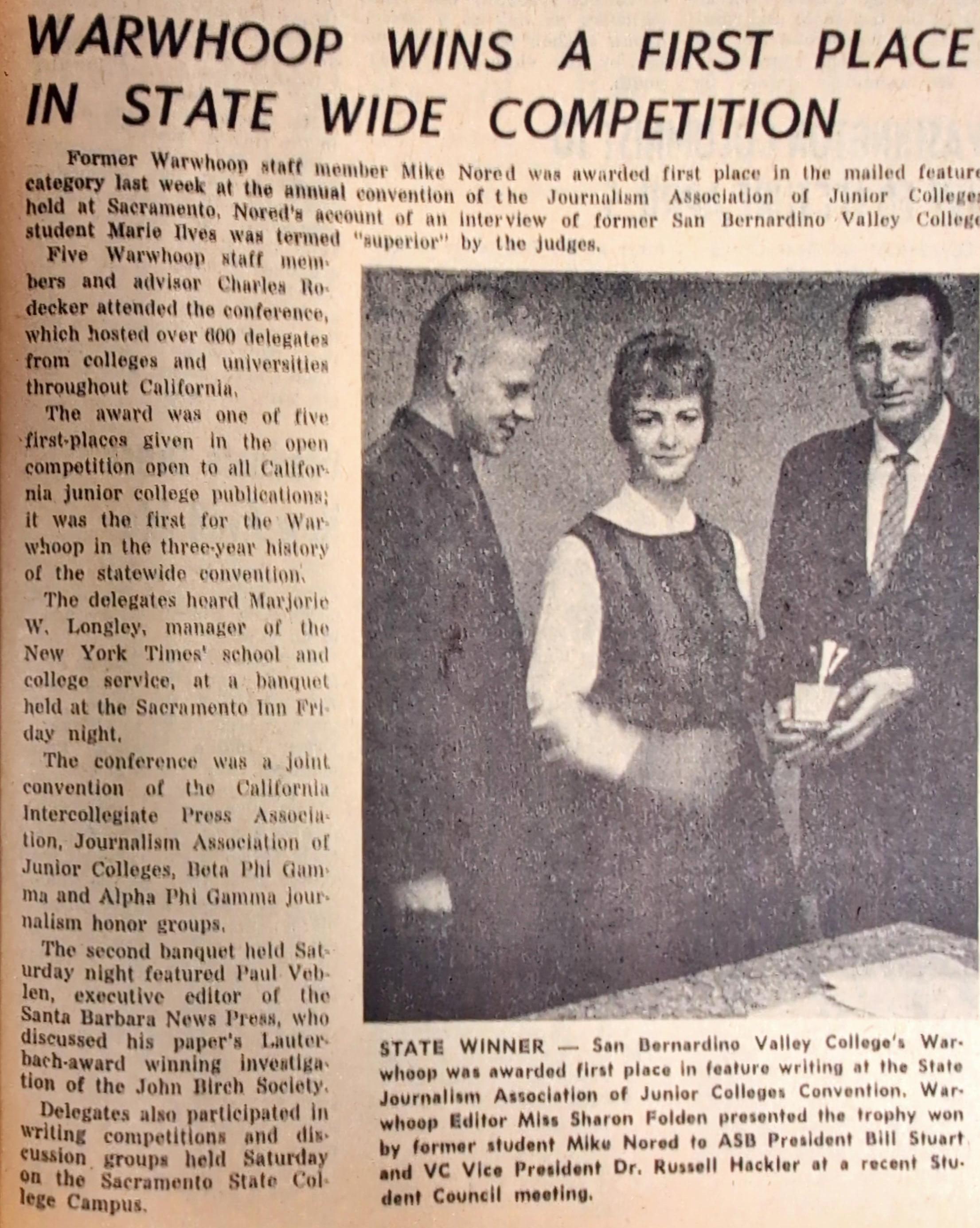 Front-page article in a student newspaper