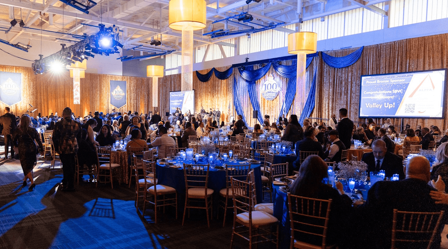 Well dressed guests at tables for the SBVC Gala 