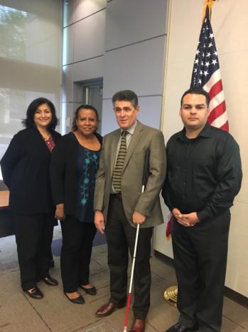 Joe Xavier, Director for the Department of Rehabilitation, with SBVC Workforce Development staff at the May IE Disabilities Collaborative Meeting.