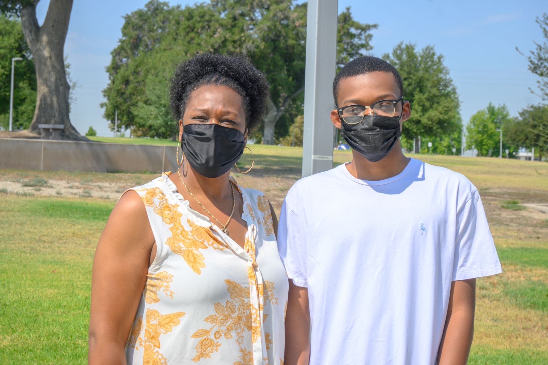 Two students in masks
