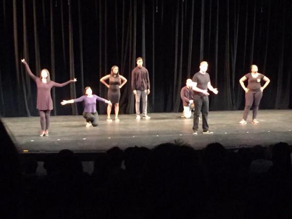 SBVC student Earl Decoud (center), performs at the national theatre festival in February.