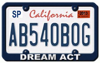 AB 540 Dream Act CA license plate color